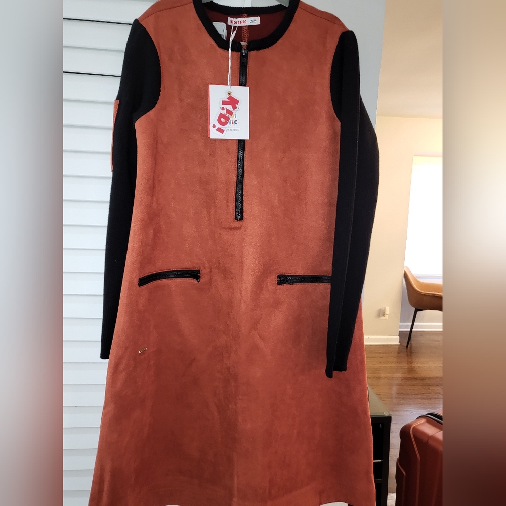 Girl's Suede Zipper Dress s:12